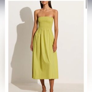 Faithfull the Brand Madella Smocked Midi Dress Size 10